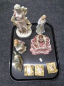 A tray containing Wedgwood classical collection figurine, Enchantment,