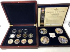 A collection of British Royal Family commemorative coins.