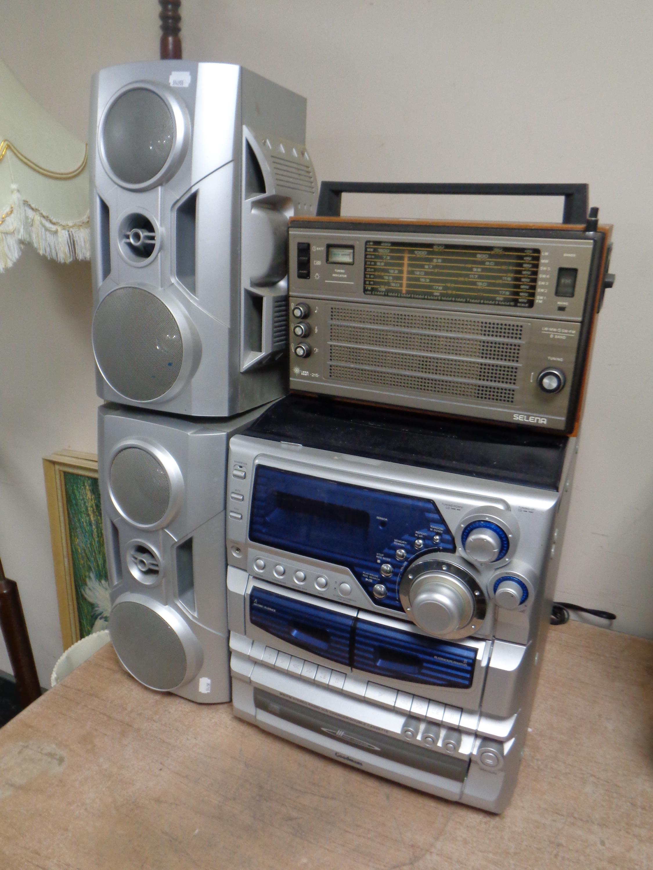 A Goodman's hifi system together with a Selena 8 band radio