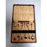 A set of six cased Art Deco silver plated teaspoons