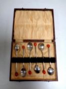 A set of six cased Art Deco silver plated teaspoons