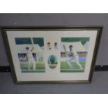 A Mark Coombs signed limited edition cricketing print,