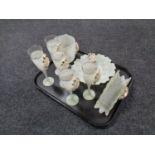 A tray containing eight pieces of Arte Murano glassware to include champagne flutes, dishes,