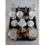 A tray containing assorted ceramics and ornaments to include Lilliput Lane, Tower Bridge,
