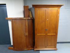 A Mexican pine double door wardrobe together with a 5ft bed frame