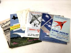 A quantity of flying related items including air display programmes from Farnborough, Biggin Hill,