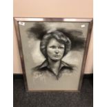 20th century school : Charcoal study, portrait of a lady,