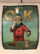 A vintage advertising board, 'It's Ok Sauce',