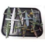 A tray containing a quantity of die cast military aircraft