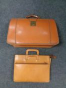 A vintage leather doctor's bag together with a leather briefcase