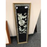 A Chinese silk panel depicting a butterfly,