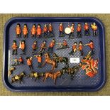 A tray of 20th century hand-painted die cast military figures including British troops in bearskins,