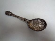 A silver filigree serving spoon (hallmarks rubbed) CONDITION REPORT: 80g