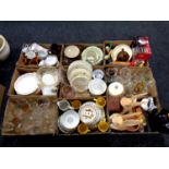 Nine boxes containing a large quantity of miscellaneous to include stoneware kitchenalia,