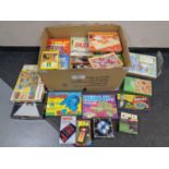 A box containing a large quantity of 20th century board games by Spears,