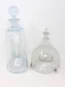 A Georgian decanter, height 32cm, together with a 19th century glass fly catcher.