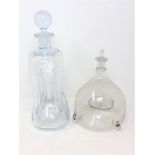 A Georgian decanter, height 32cm, together with a 19th century glass fly catcher.