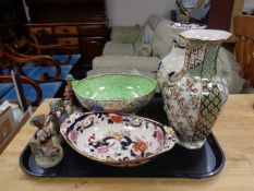 A tray containing Maling peony rose bowl together with three pieces of Masons china to include bowl