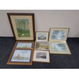 Two J Freeman prints, At Birth and Coming Home, depicting tall ships,