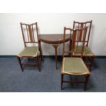 A D-shaped hall table together with a set of three Edwardian bedroom chairs