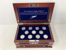 The Complete World War II Uncirculated Silver Nickel Collection, boxed.