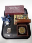 A tray containing miscellaneous to include boxed Sir Hiram Maxim's Pipe of Peace inhaler,