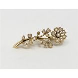 An antique 15ct gold pearl brooch, 3.2g.