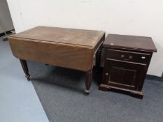 An eastern hardwood bedside cabinet fitted a drawer together with a regency mahogany drop leaf