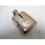 A silver and glass hip flask, Walker and Hall,