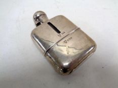 A silver and glass hip flask, Walker and Hall,