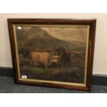 A chromolithographic print, Highland cattle,