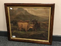 A chromolithographic print, Highland cattle,