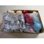 Two boxes containing haberdashery items, needles, threads, knitting patterns, knitting needles,