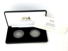 King Charles I Silver Coin Pair, comprising shilling and half crown, boxed with certificate.