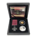 A Victoria Cross Gold and Silver Commemorative Set, comprising 9ct gold coin,