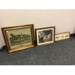 After Archibald Thorburn : Three monochrome prints depicting grouse, framed overall as one,
