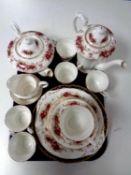 A tray containing a twenty-three piece Paragon Majestic china tea service together with four