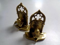 A pair of heavy brass bookends with busts of Victor Hugo