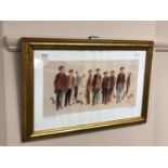 After T McArdle : Miner's whippet racing, colour print, signed in pencil,