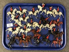 A tray of 20th century hand-painted die cast military figures - cavalry on horseback