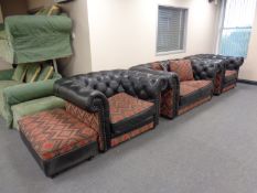 A four piece Chesterfield lounge suite : two seater settee,