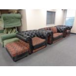 A four piece Chesterfield lounge suite : two seater settee,