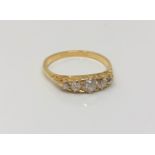 An antique gold five stone old-cut diamond ring,