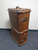 A cane and metal bound trunk