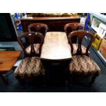 Four Victorian mahogany dining chairs together with an oak gateleg table