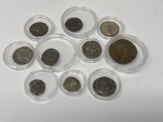 A collection of antique coins to include Half Siliqua Constantius Votis xxx Mvltis xxx/Pcon,