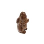 A carved Chinese hardwood netsuke - Rabbit