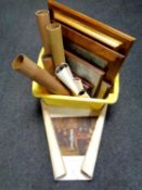 A small wooden stool together with a box of pictures