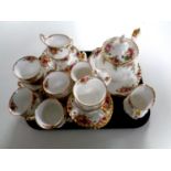 A tray containing approximately 43 pieces of Royal Albert Old Country Roses tea china