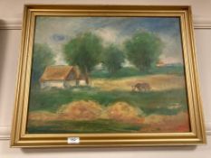 Continental school : Cattle in a field, oil on board,